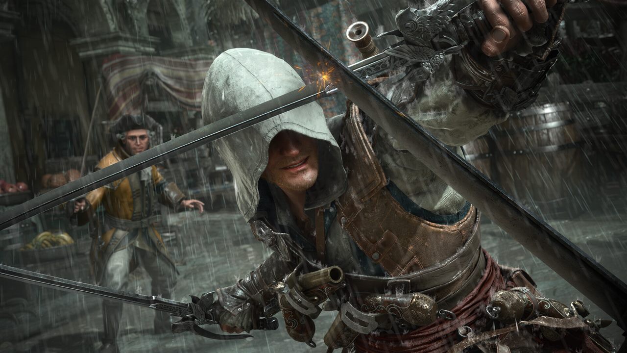 Black Flag Resynced Edward Kenway exploring a tropical island